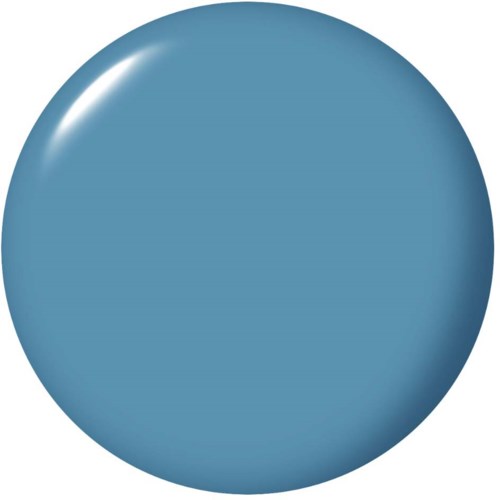 Ett stort blått sfäriskt föremål med blank yta och ljusreflex. Det är glatt och runt.