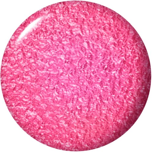 Ett runt rosa föremål med en texturerad yta, glansigt och lätt skuggat på högra sidan.