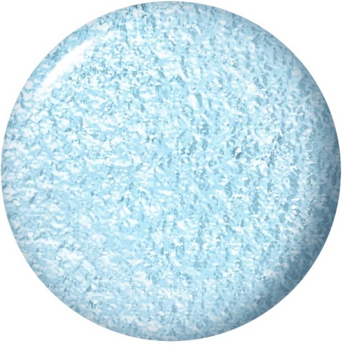 A blue circular object with a rough, textured surface that looks icy or frosty.