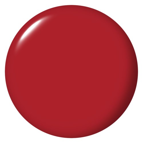 Een ronde, glanzende rode object met een reflectie bovenaan.