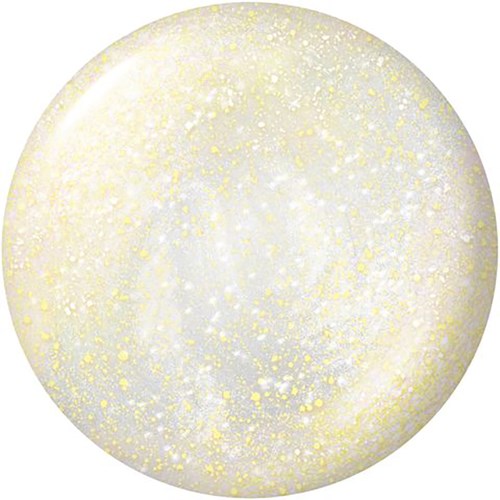 A round, white object with yellow speckles and a soft glow, resembling a decorated ball or ornament.