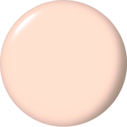 En rund, ljus beige makeup-essensmedel med en slät, matt yta.