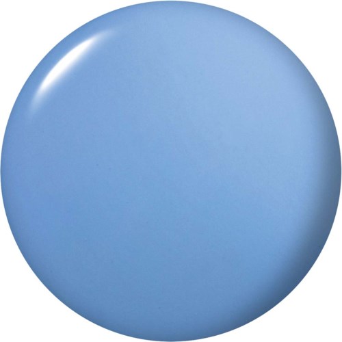 A large, smooth, light blue circular object with a shiny spot highlighting its curved surface.