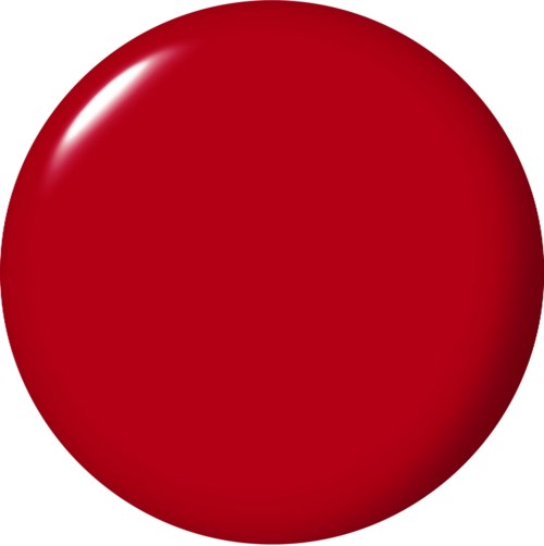 En stor, glänsande röd nagellacksflaska med rund form.