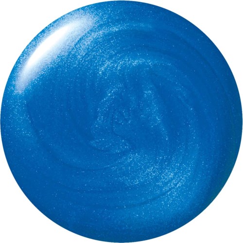 A shiny blue sphere with a bright reflection at the top left and a speckled surface. No other elements present.