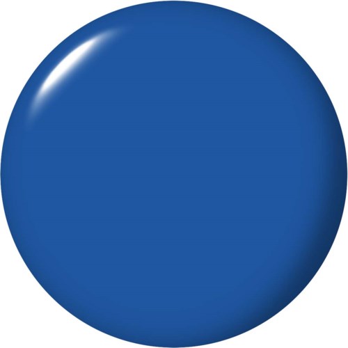 En stor, skinnende blå kule med overflate som reflekterer.