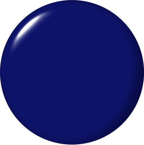 En stor, glänsande, mörkblå boll med ljusreflex på ytan.