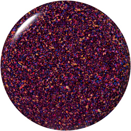 En rund, glänsande nagellacksfärg med flerfärgade glitterpartiklar. Glittret ger en glittrande, färgstark effekt.