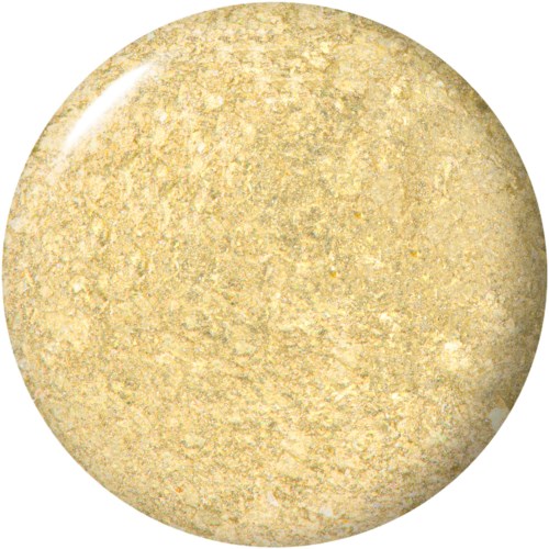 Ett runt föremål med en grov, sandliknande beige yta, reflekterande ljusfläck, ser ut som en boll eller sten.