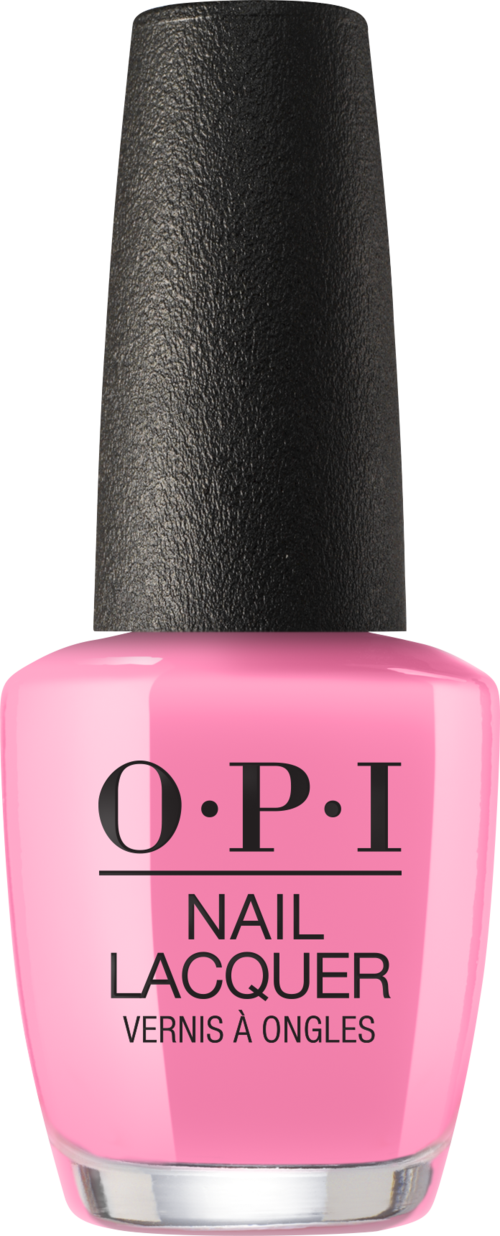 Liten rosa flaska med O.P.I nagellack och svart lock.