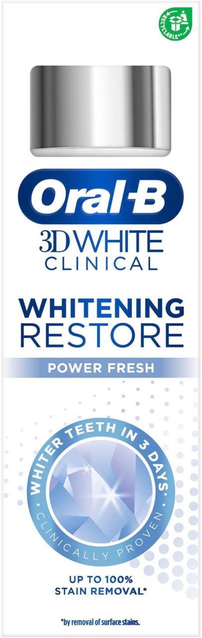 Toothpaste Ref Oral B 3D White Clinical Power Fresh Toothpaste 75 ml | lyko.com