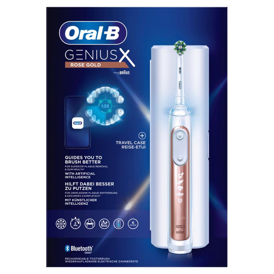 Oral-B Genius X Electric Toothbrush Rose Gold + Travel Case