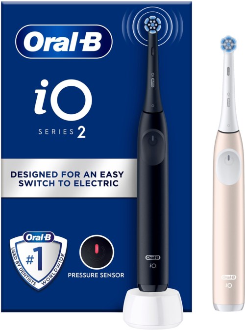 Oral B iO 2 Duo-pack Electric Toothbrushes Night Black & Calm Pink