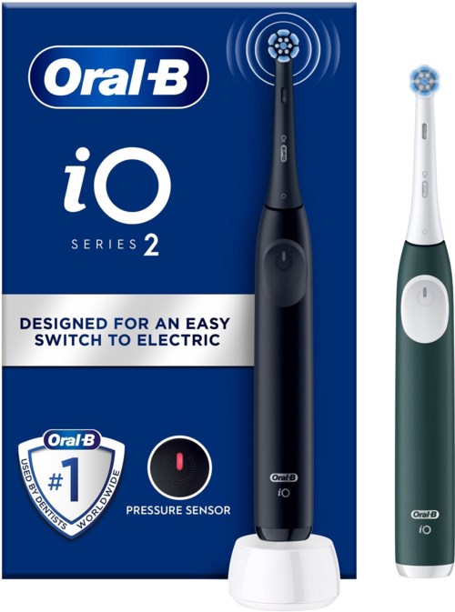 Oral B iO 2 Duo-pack Electric Toothbrushes Night Black & Forest Green