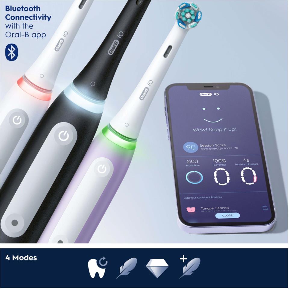 Oral-B iO 4S black electric toothbrush designed by Braun