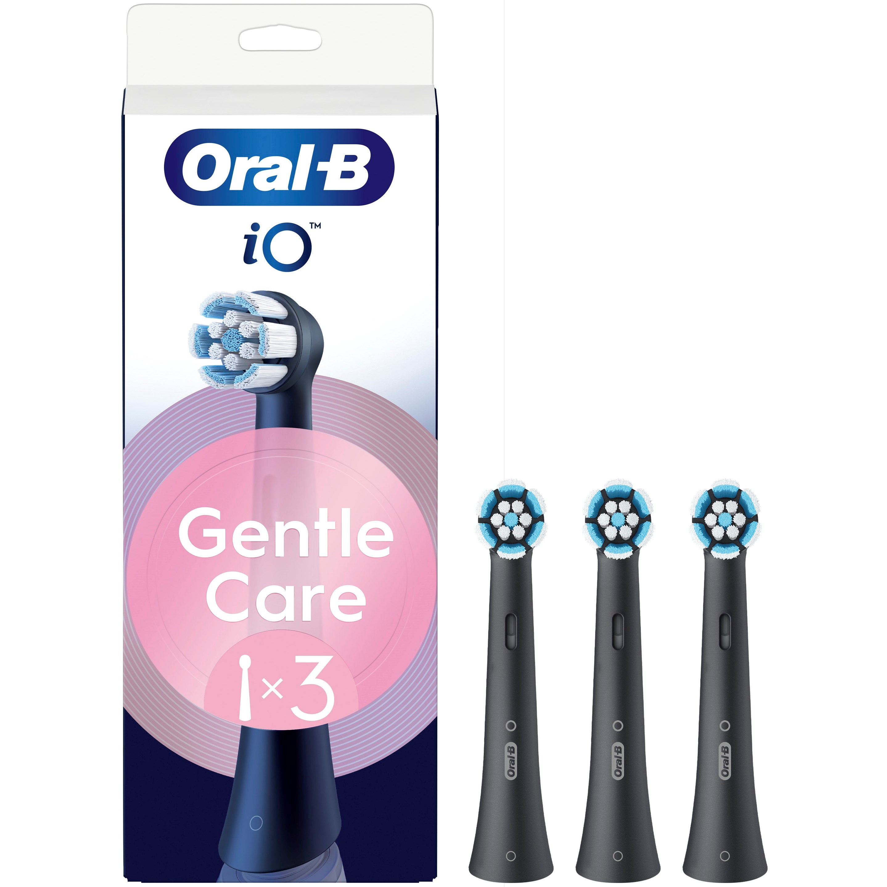 Oral B iO Gentle Care Toothbrush Heads Black 3 stk billede