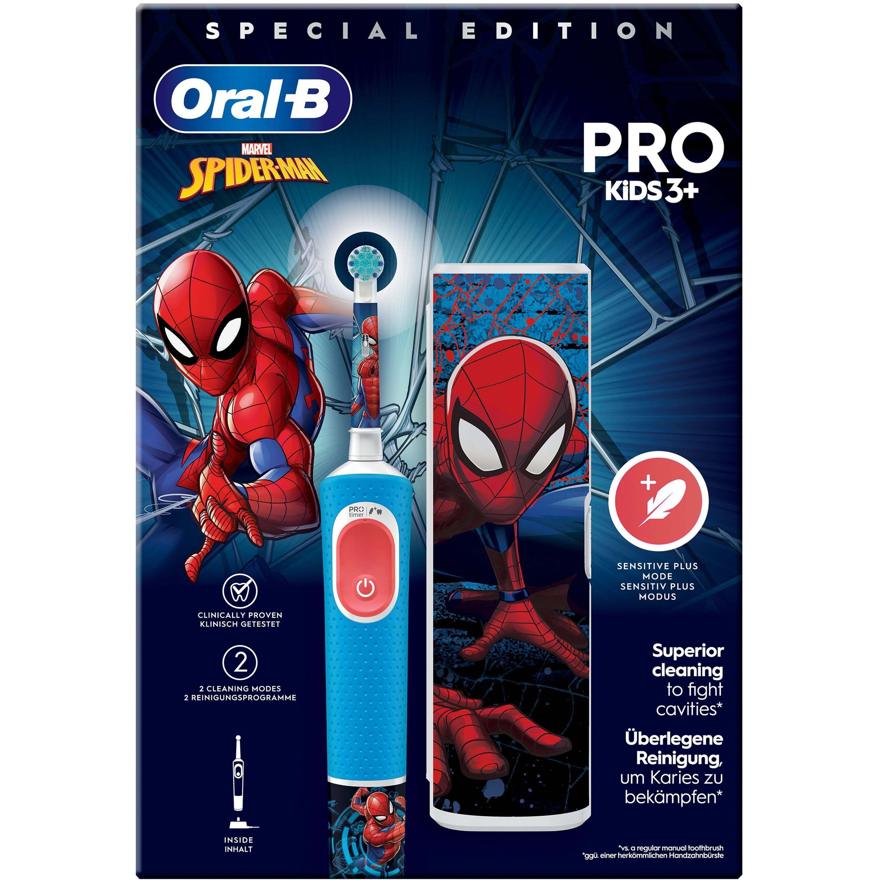 Läs mer om Oral B Pro Kids Spider-Man Electric Toothbrush Designed By Braun