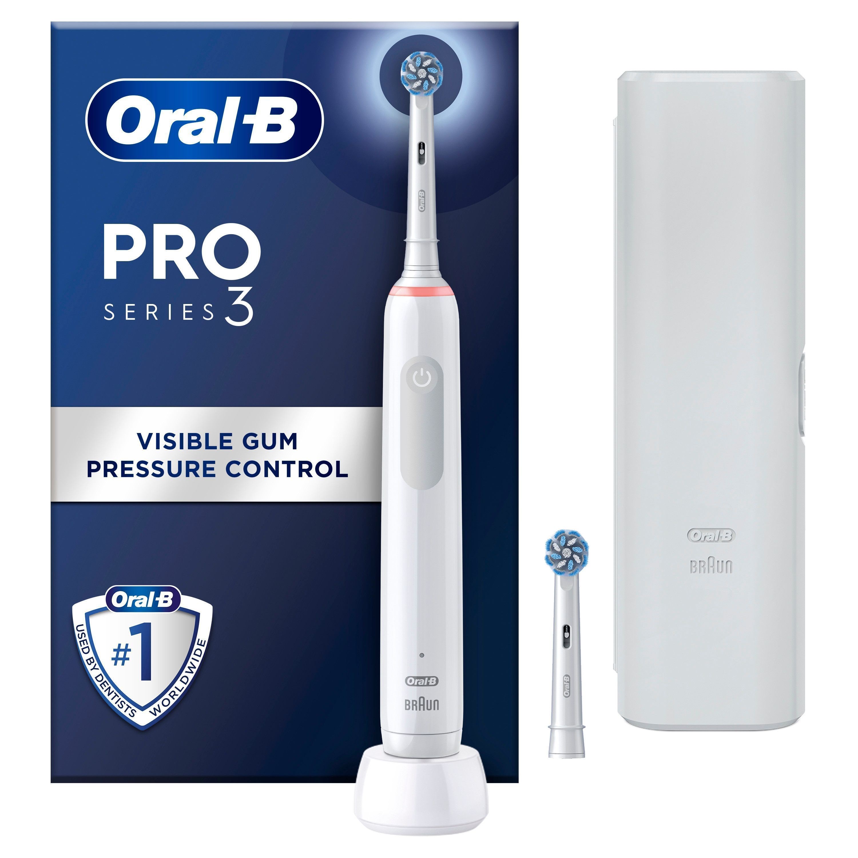 Oral B Pro Series 3 Electric Toothbrush 2 Brush heads + travel case Wh