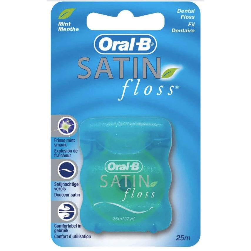 Oralb Satin Floss Mint Dental Floss With Mint Flavor 25 Meters