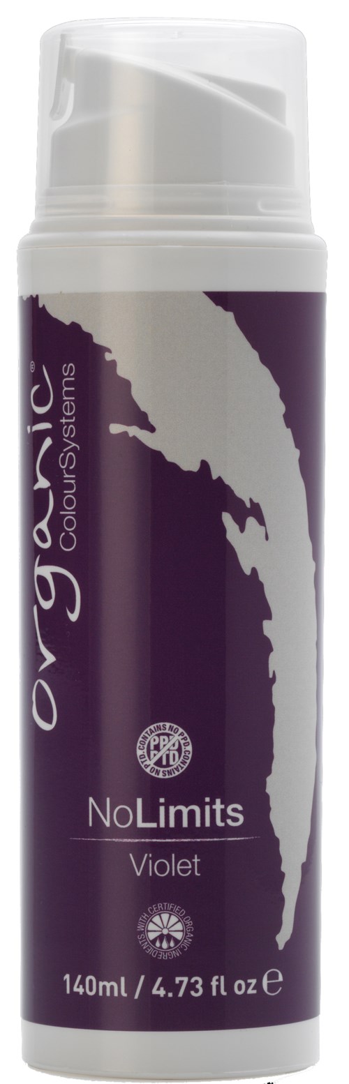 En lila sprayburk med etiketten 'NoLimits Violet' av Colorful Systems, 140ml storlek.
