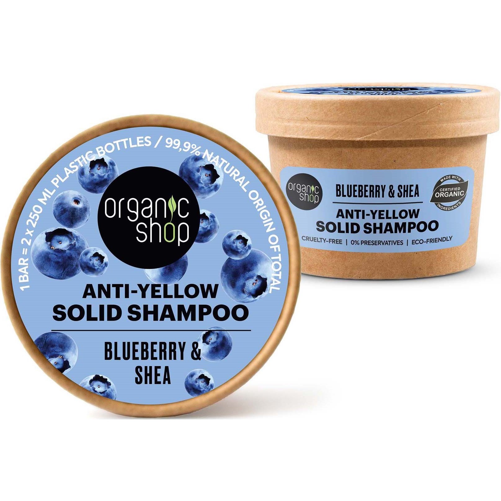 Läs mer om Organic Shop Anti-Yellow Solid Shampoo Blueberry & Shea 60 g