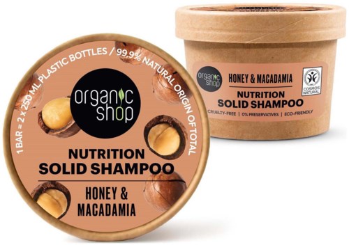 Organic Shop Nutrition Solid Shampoo Honey & Macadamia 60 g