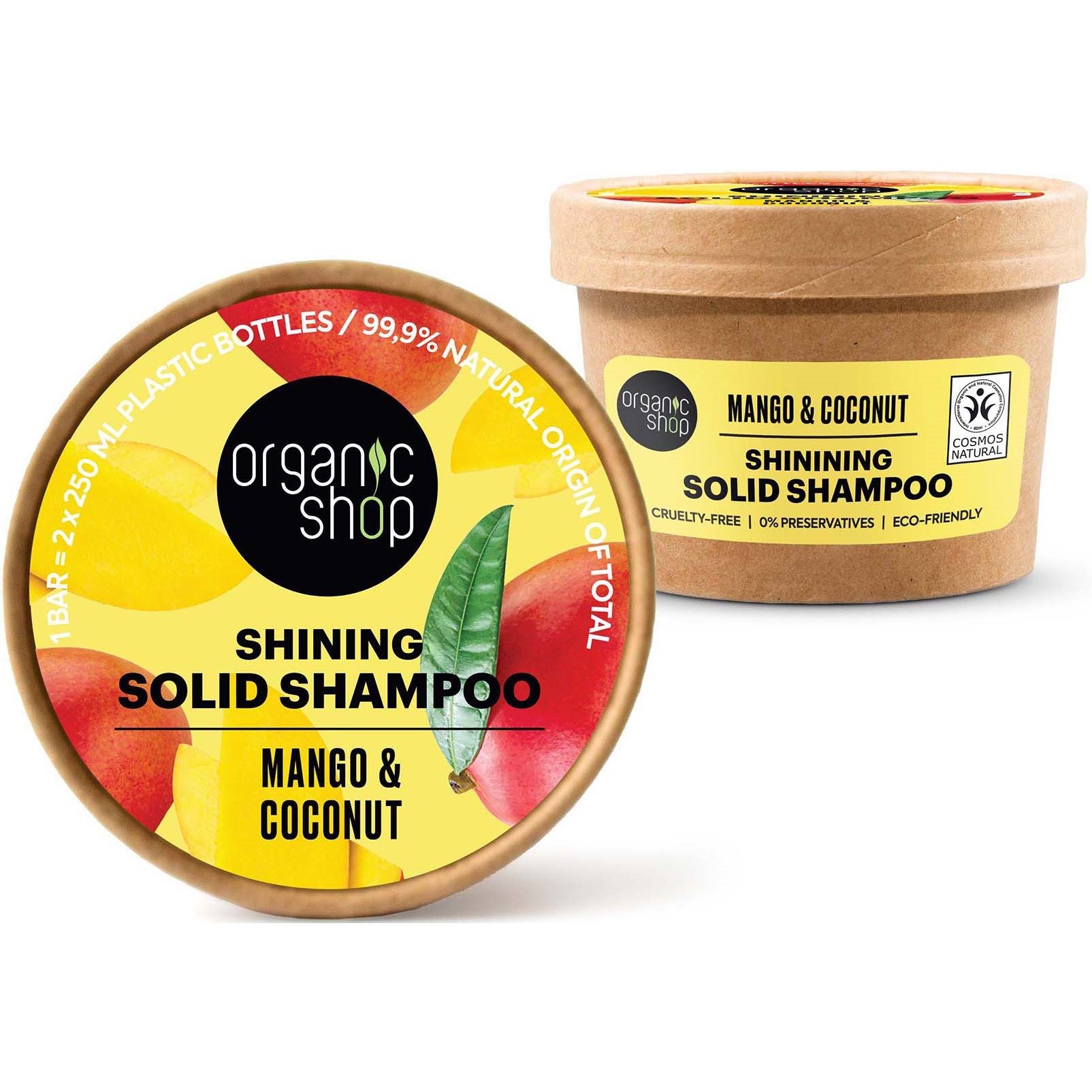 Läs mer om Organic Shop Shining Solid Shampoo Mango & Coconut 60 g