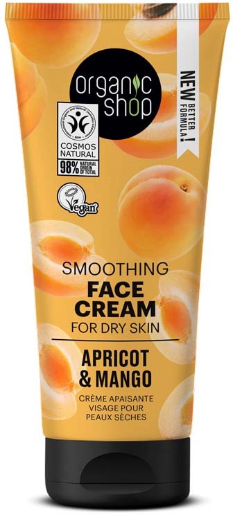 Kääreen sisältää orgaanista kasvovoidetta kuivalle iholle, aprikoosi ja mango. Pakkaus on oranssi ja musta.