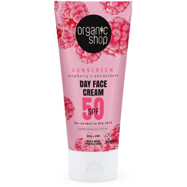 Läs mer om Organic Shop Sunscreen Day Face Cream SPF50 Normal to Dry Skin 50 ml
