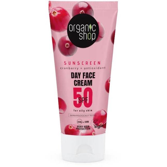 Läs mer om Organic Shop Sunscreen Day Face Cream SPF50 Oily Skin 50 ml