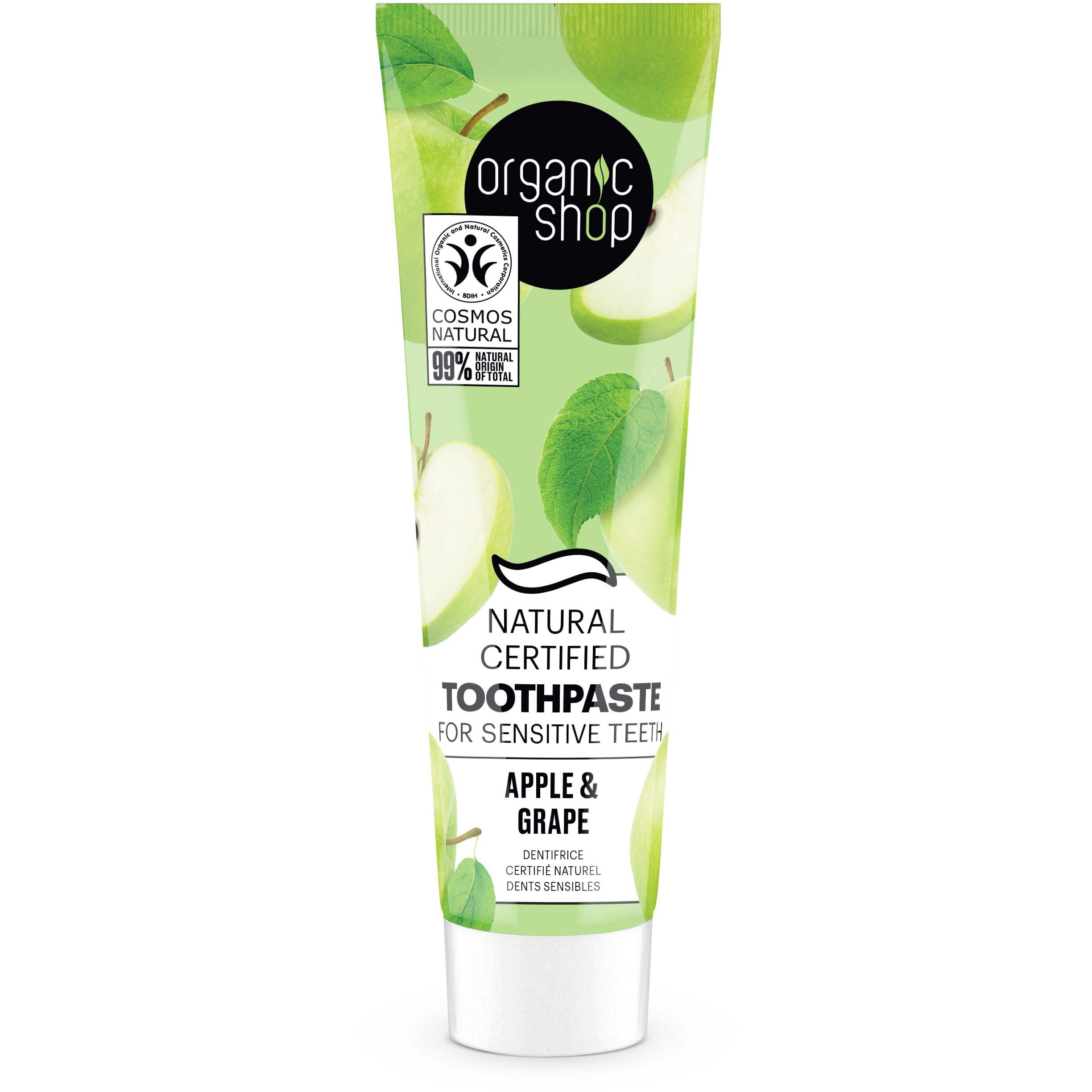 Läs mer om Organic Shop Toothpaste For Sensitive Teeth Apple & Grape 100 g