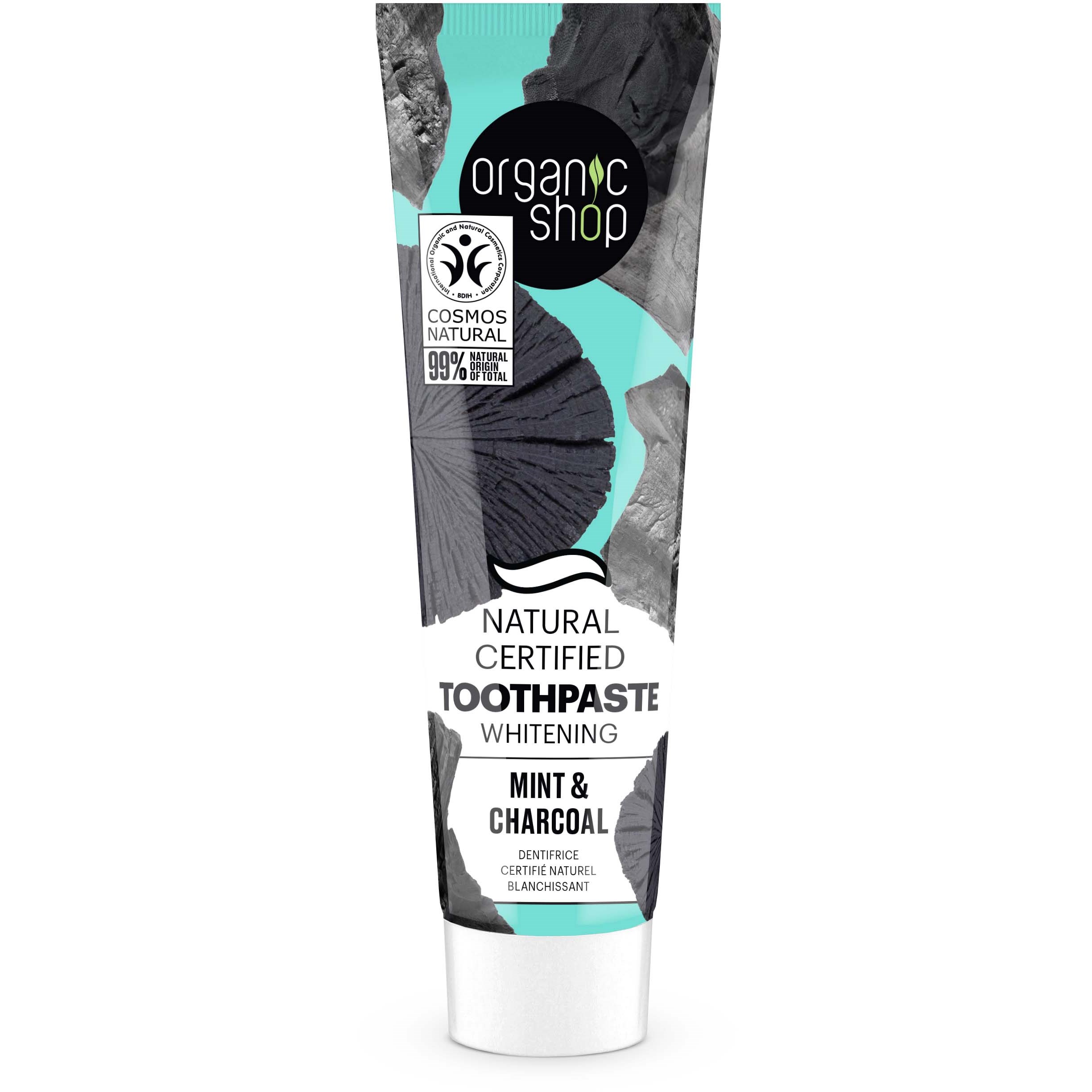 Läs mer om Organic Shop Toothpaste Whitening Mint & Charcoal 100 g
