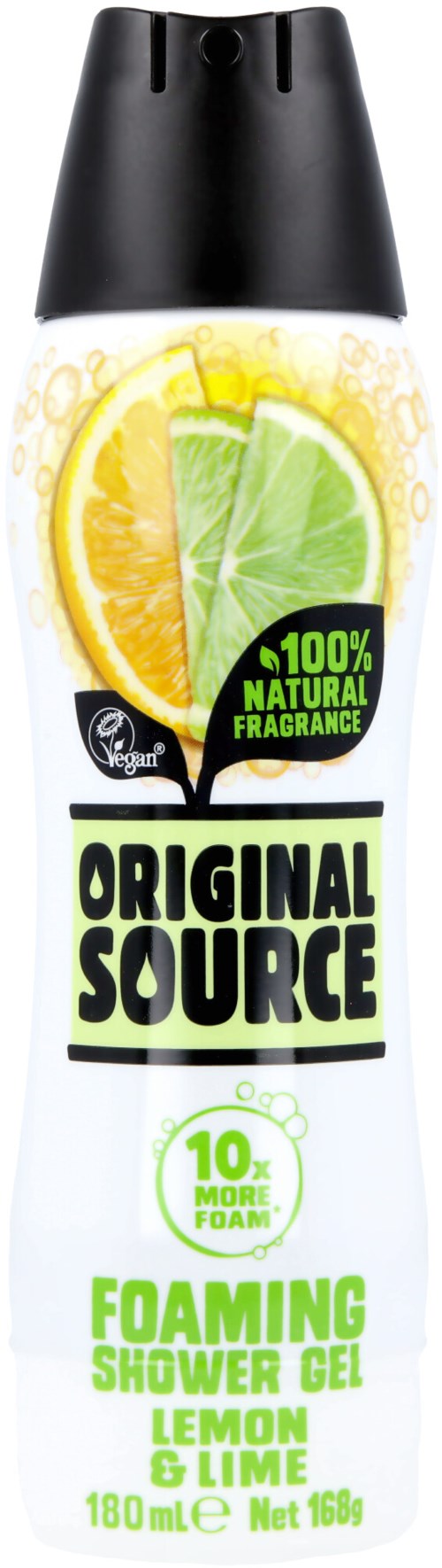 Skummande duschgel med citron- och lime doft, 180 ml, naturlig doft, och mer skum.