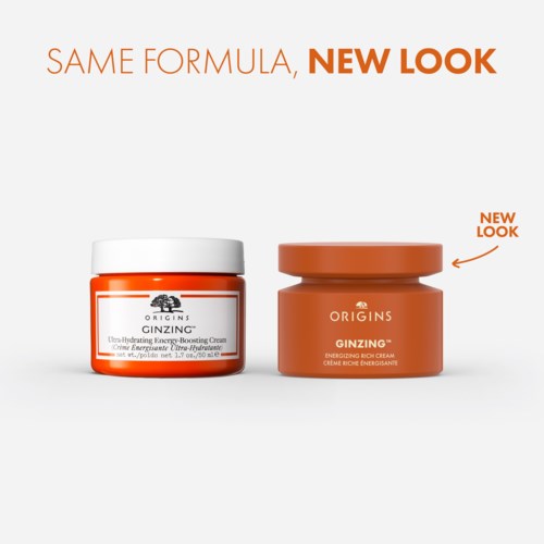 Kaksi ihonhoitokennoa, joilla on sama koostumus mutta eri ulkonäkö, merkitty 'NEW LOOK'.