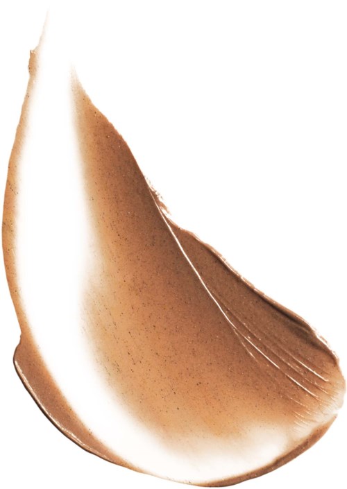 En svirlet brun og hvid creme spredt på en overflade, der ligner maling eller makeup.