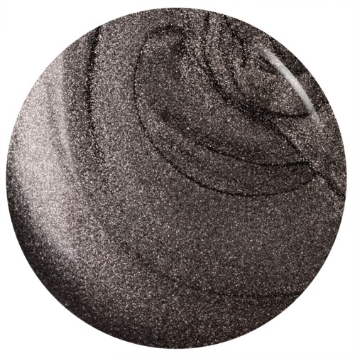Et rundt bilde som viser en virvlende mønster av svart og hvitt glitter eller glitrende partikler.
