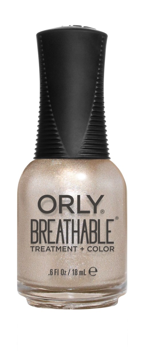 En flaske med Orly Breathable neglepleie og fargelakk med svart lokk.