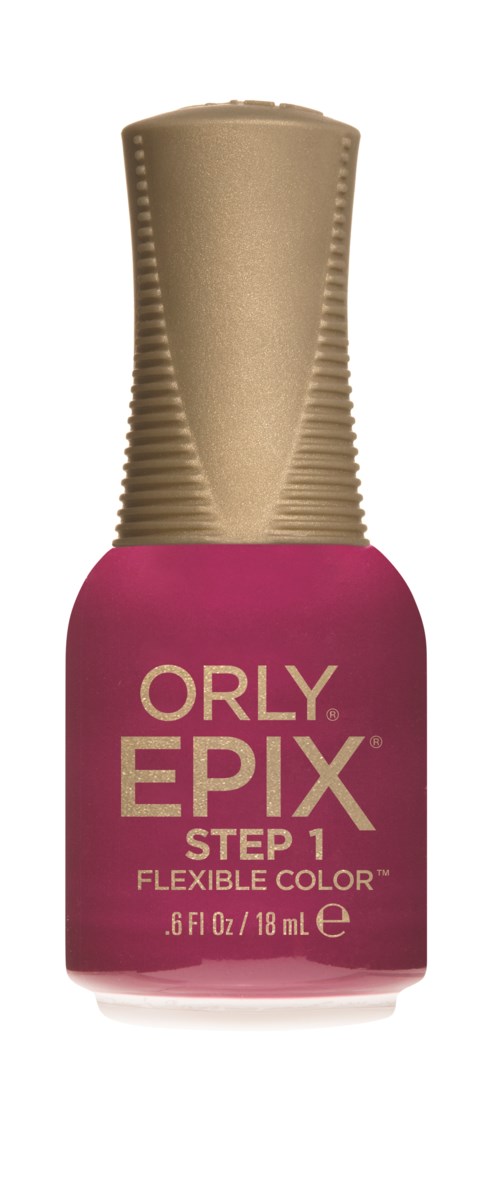 En flaske med Orly EPIX Step 1 neglelak i pink farve med guldkappe.