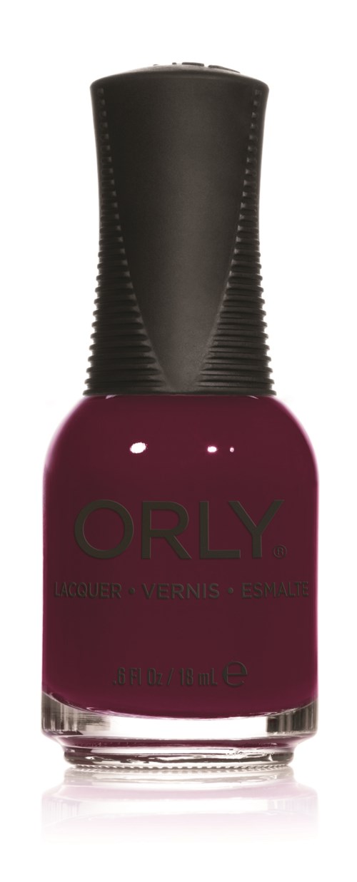 Darkrosa nagellackflaska med svart lock och 'ORLY'-märke på.