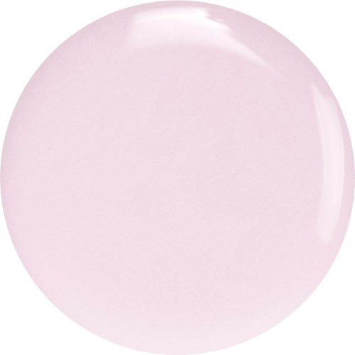 Ett mjukt rosa runt föremål med glänsande yta, liknande en ballong eller boll.
