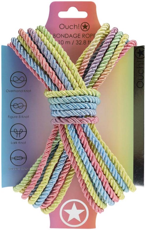 Ouch! by Shots Polyester Bondage Rope - 32.8 ft / 10 m Multicolor Pastel
