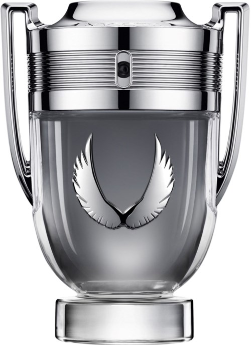 A shiny silver trophy with two handles and a logo of wings on the front.