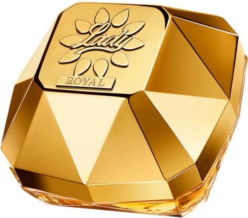 Een gouden lippenstiftverpakking met een logo en de woorden "Ladurée Royal" aan de bovenkant.