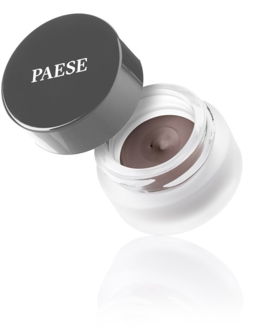 Kosmetiikkarasia mustalla kannella ja merkinnällä "PAESE," hieman auki ja näyttäen sisällön.