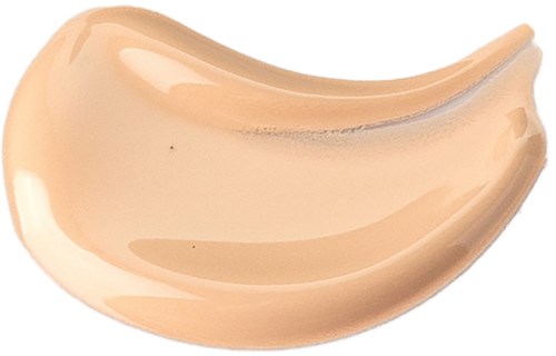 En beige, buet krem med skinnende tekstur som minner om en liten bølge eller en skje med tykk væske.