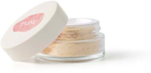 Liten klar krukke med beige pulver og lokk merket 'PLUST'.