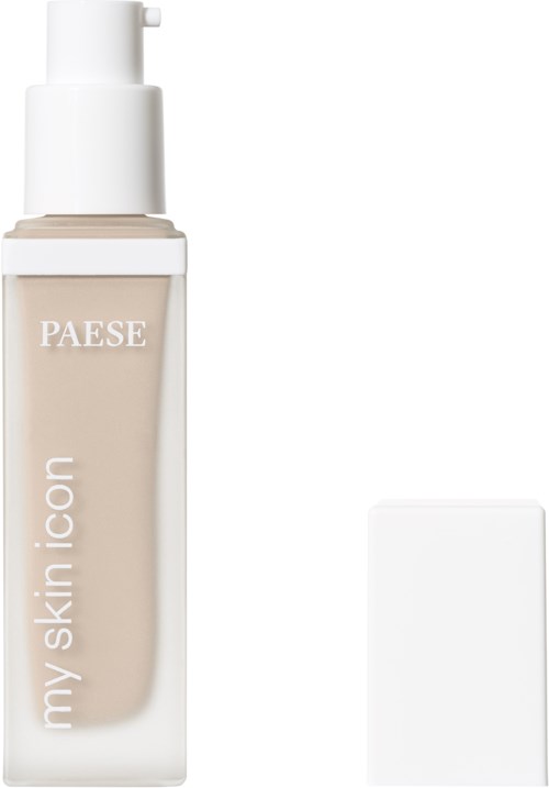 Laastari, jossa lukee 'PAESE my skin icon' pumpilla ja erillisellä valkoisella kannella.