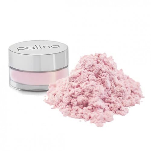 Rosa loser Puder neben einem kleinen Behälter mit dem Namen 'Palina'.