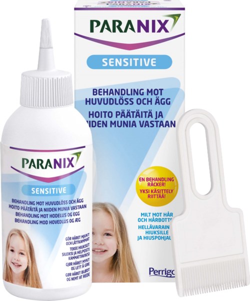 En nässprayprodukt med en leende flicka på etiketten och en vit sprutliknande applikator bredvid boxen.