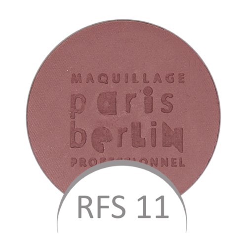 Okrągły produkt do makijażu w różowym kolorze, oznaczony marką i typem, z białym kołem z napisem "RFS 11".